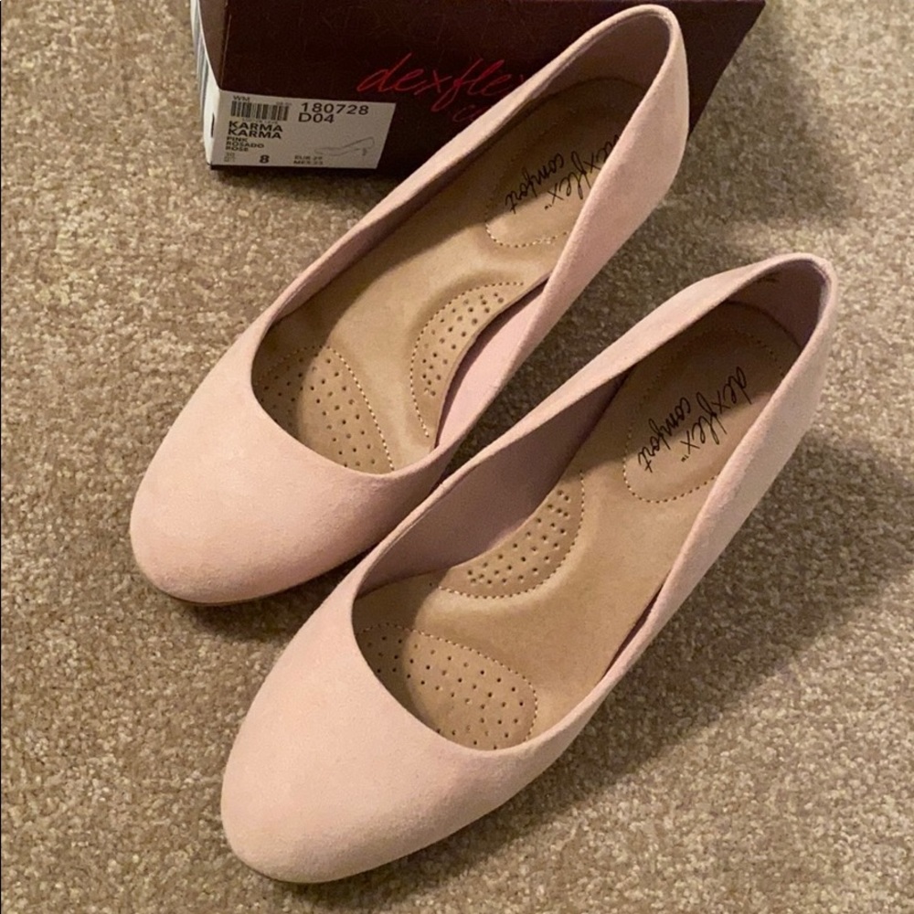 NEW Dexflex Comfort Pink suede Karma Heels 8 / 39